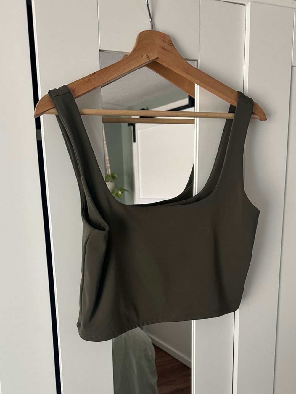 Express Olive Green Square Neck Cropped Tank